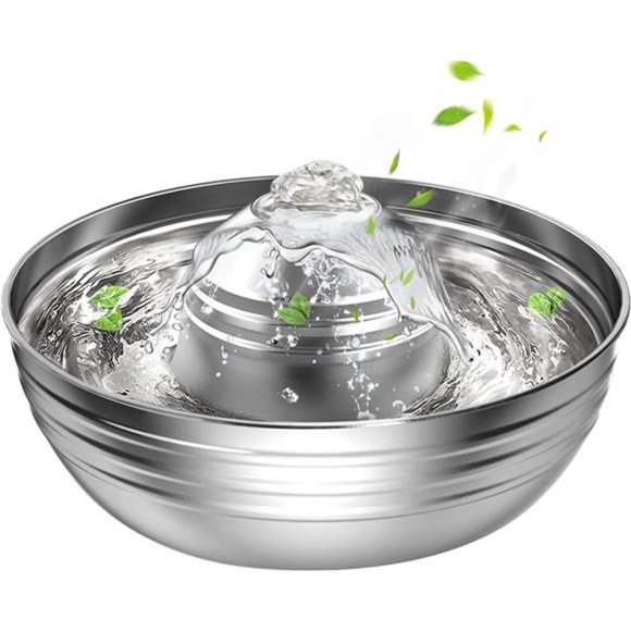 Cat Water Fountain Stainless Steel,2L/67oz Quiet Cat Fountain Water Bowl - Picture 1 of 5